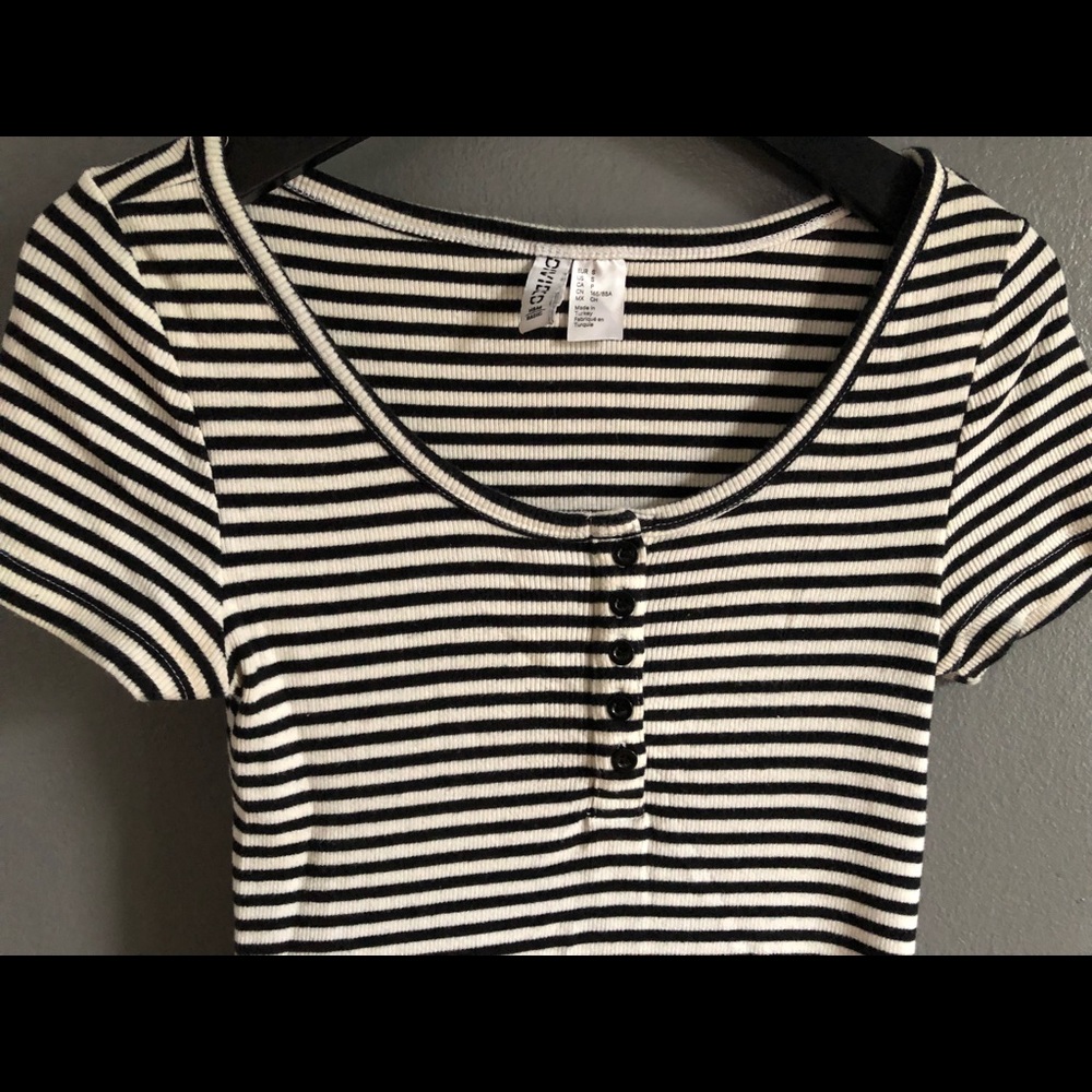 Black and white striped dress